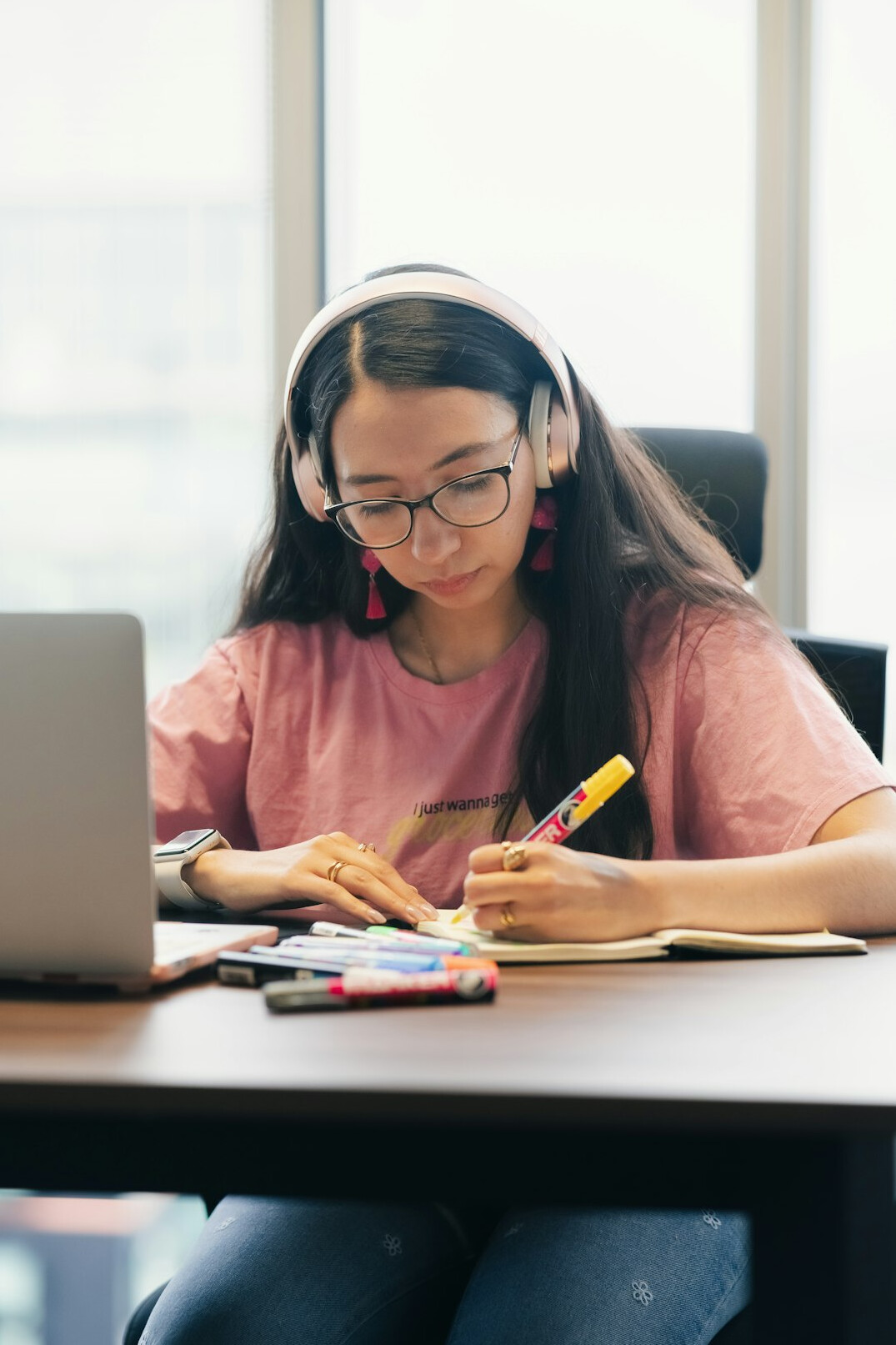 student coding at desk