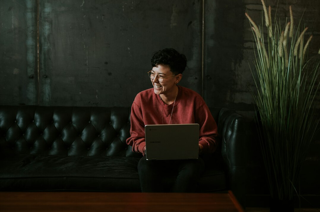 woman working on laptop