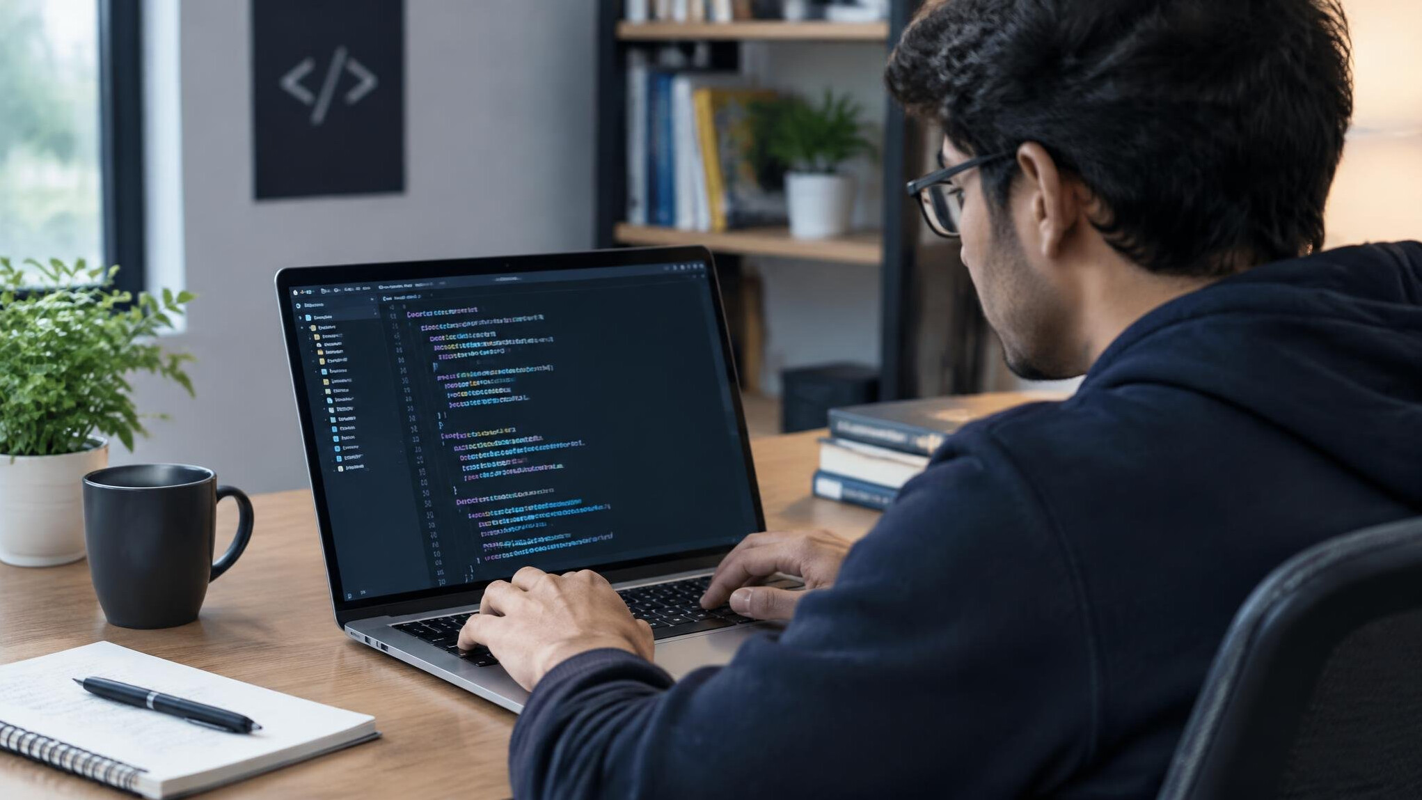 programmer working on laptop